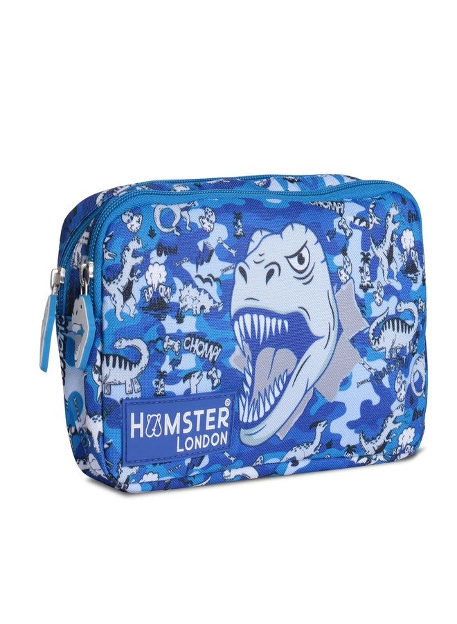HAMSTER Canvas London Dyno Amigoes Pouch, Printed Pencil Case With Compartments for Students, Stationery Box - Blue - Image 1